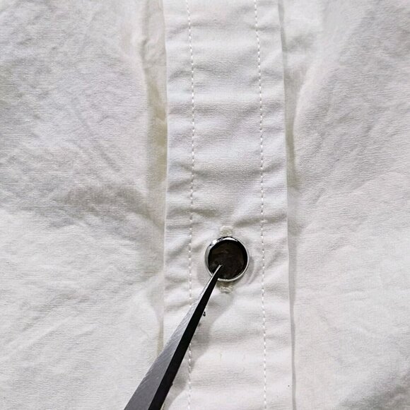 Red Label Hilfiger Denim Shirt Men L Cream Khaki LS Y2K Pearl Button Up Boho VTG - Picture 10 of 16